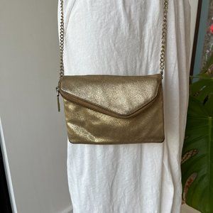 Hobo Jessa Mini Crossbody Leather Bag Gold Holiday
